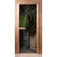 Стеклянная дверь для сауны - фотопечать А002
