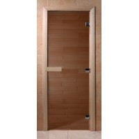 Стеклянная дверь для сауны осина - бронза