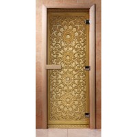 Стеклянная дверь для сауны - фотопечать А021