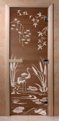 Стеклянная дверь для сауны Ольха - стекло бронза Камышовый рай