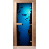 Стеклянная дверь для сауны - фотопечать А069