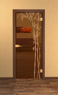 Дверь стеклянная межкомнатная Бамбук-02 - Стекло бронза прозрачное