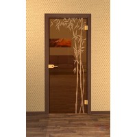 Дверь стеклянная межкомнатная Бамбук-02 - Стекло бронза прозрачное