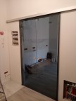 Двойная раздвижная стеклянная дверь Лайт - стекло Серое прозрачное