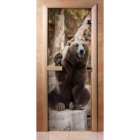 Стеклянная дверь для сауны - фотопечать А061
