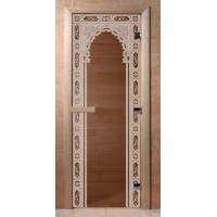 Стеклянная дверь для сауны Ольха - стекло бронза Восточная арка