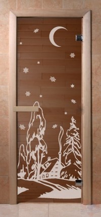 Стеклянная дверь для сауны Эконом - бронза Зима