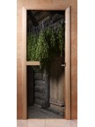 Стеклянная дверь для сауны - фотопечать А002