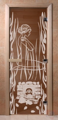 Стеклянная дверь для сауны Ольха - стекло бронза Волшебный пар