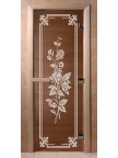 Стеклянная дверь для сауны Ольха - бронза Розы
