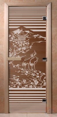 Стеклянная дверь для сауны Ольха - стекло бронза Япония