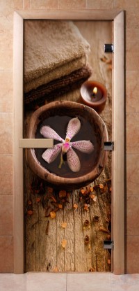 Стеклянная дверь для сауны - фотопечать А009