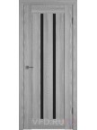 Дверь экошпон Line-2 Серый дуб - стекло черное