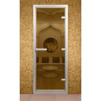 Стеклянная дверь для турецкой бани - Бронза прозрачное