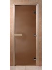 Дверной блок для бани стекло бронза матовая 8мм, короб осина