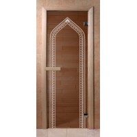 Стеклянная дверь для сауны Эконом - бронза Арка