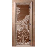 Стеклянная дверь для сауны Ольха - стекло бронза Банька в лесу