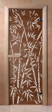 Стеклянная дверь для сауны Эконом - бронза Бамбук