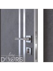 Дверь межкомнатная пвх ДГ-506 Бетон темный с алюминиевой кромкой