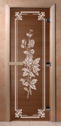 Стеклянная дверь для сауны Ольха - стекло бронза Розы