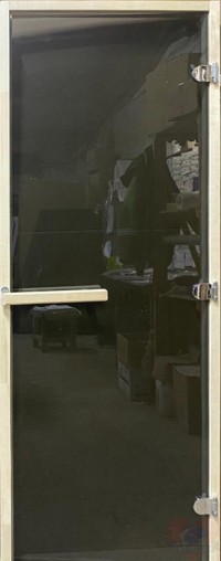 Стеклянная дверь для сауны осина - Графит Сумерки