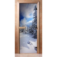 Стеклянная дверь для сауны - фотопечать А081