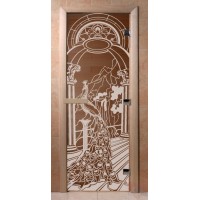 Стеклянная дверь для сауны Ольха - стекло бронза Жар птица