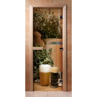 Стеклянная дверь для сауны - фотопечать А017