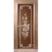 Стеклянная дверь для сауны Эконом - бронза Розы
