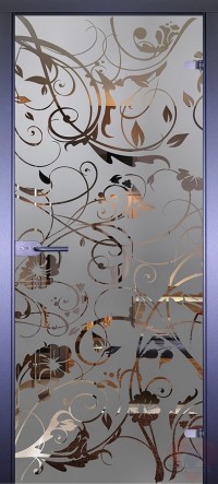 Дверь стеклянная межкомнатная Mirra - Цветы завитки