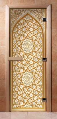 Стеклянная дверь для сауны - фотопечать А026