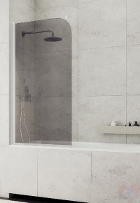 Стеклянная перегородка на ванную Classic поворотная стекло серое прозрачное