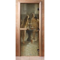 Стеклянная дверь для сауны - фотопечать А071