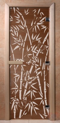 Стеклянная дверь для сауны Ольха - стекло бронза Бамбук