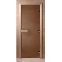 Стеклянная дверь для сауны осина - бронза матовая