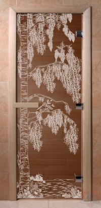 Стеклянная дверь для сауны Ольха - стекло бронза Береза