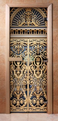 Стеклянная дверь для сауны - фотопечать А029
